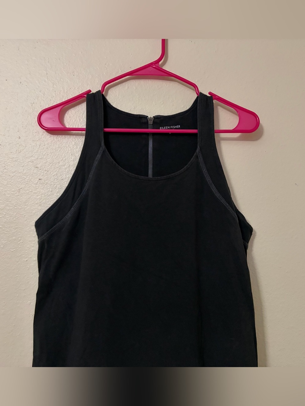 Eileen Fisher Black Scoop Zip-Back Dress